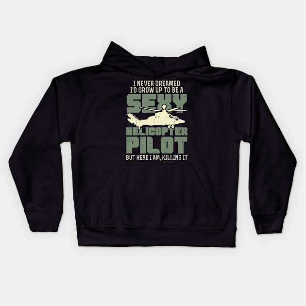 Helicopter Helicopter Pilot Gift Idea Design Kids Hoodie by Shirtjaeger